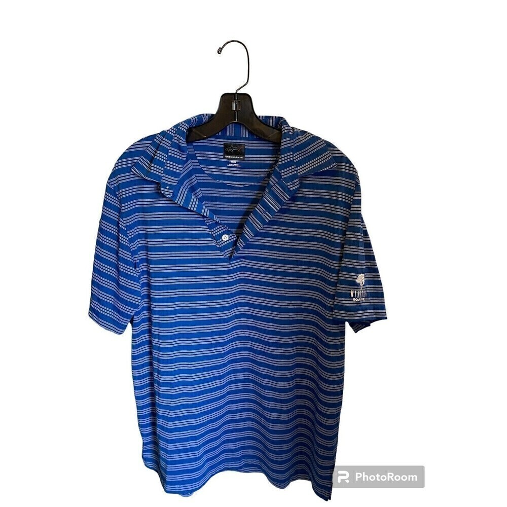 Greg Norman Blue Striped Golf Polo. Sz.M